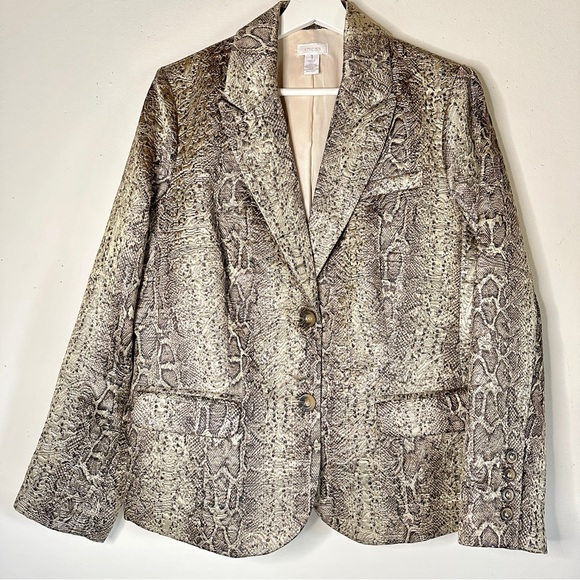 Chico’s Cobra Jaquard Print Metallic Blazer Gold Chicos size 1, size medium - Picture 6 of 12